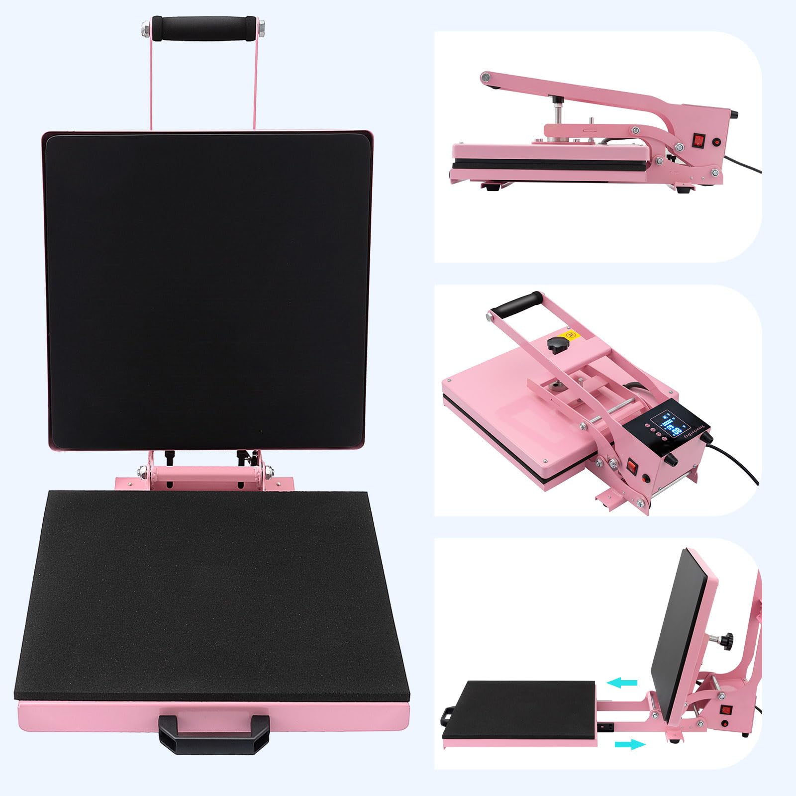 15x15 Inch 1400W Slide Out Heat Press Machine for T-Shirts - Clamshell Design with Steady Even Heat - Large Heat Transfer Press for DIY T-Shirts, Bags & Mouse Pads - Perfect for Home Crafting & Small Business Printing