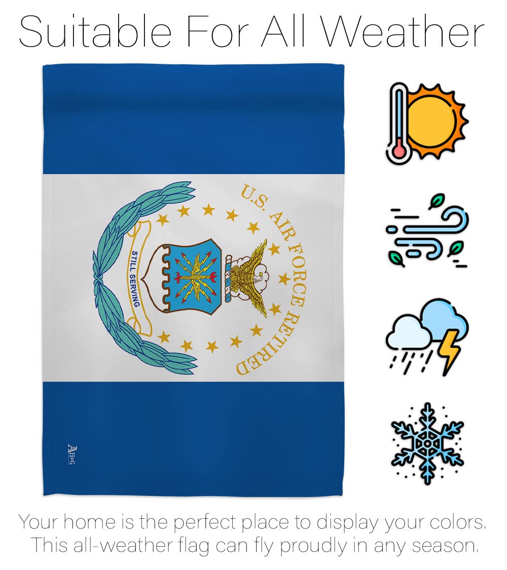 USAF Retired Military Garden Flag Set with Stand - Double-Sided Yard Decoration for Veterans
