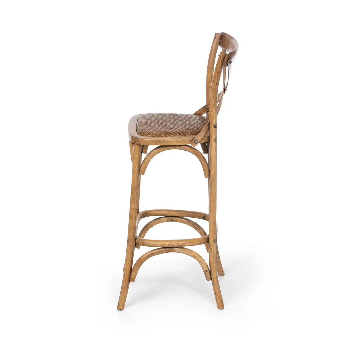 Rustic Cross Back Wood Bar Stool - Solid Hardwood Counter Height Stool for Kitchen Island, Dining Table & Home Bar - Farmhouse Style Seating for Indoor & Outdoor Use
