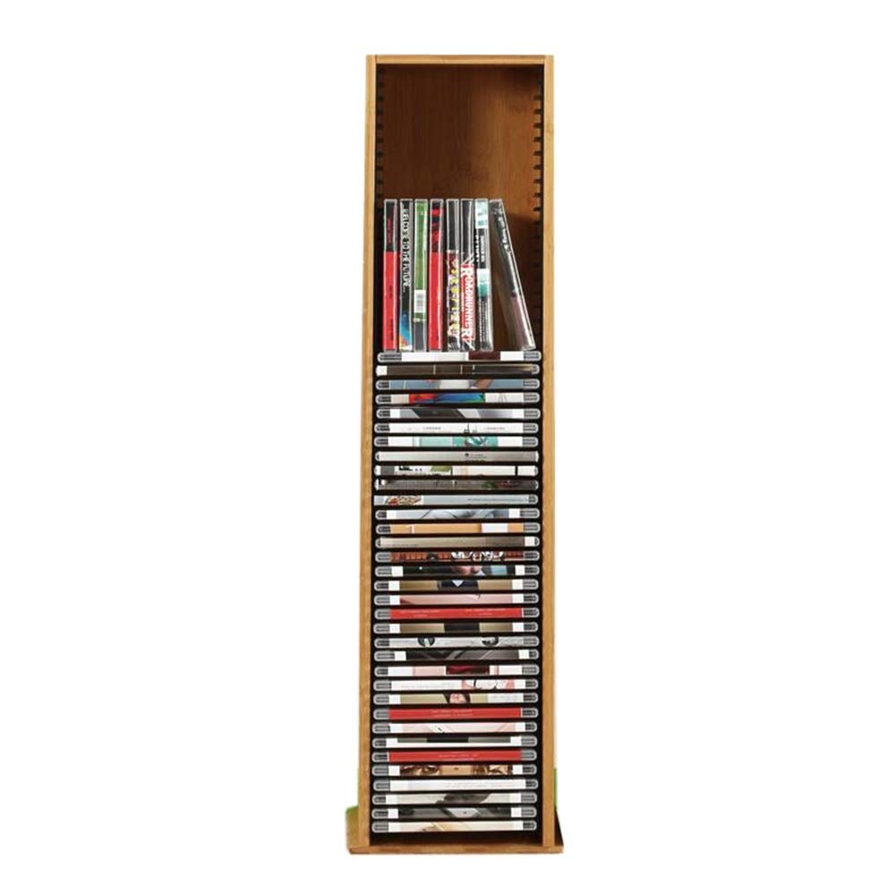 Bamboo CD DVD Storage Rack - Organizer for PS4 Game Discs, Vinyl Records & Media - Multiple Sizes (PS4 Plus Height) - Perfect for Living Room, Office & Gaming Setup