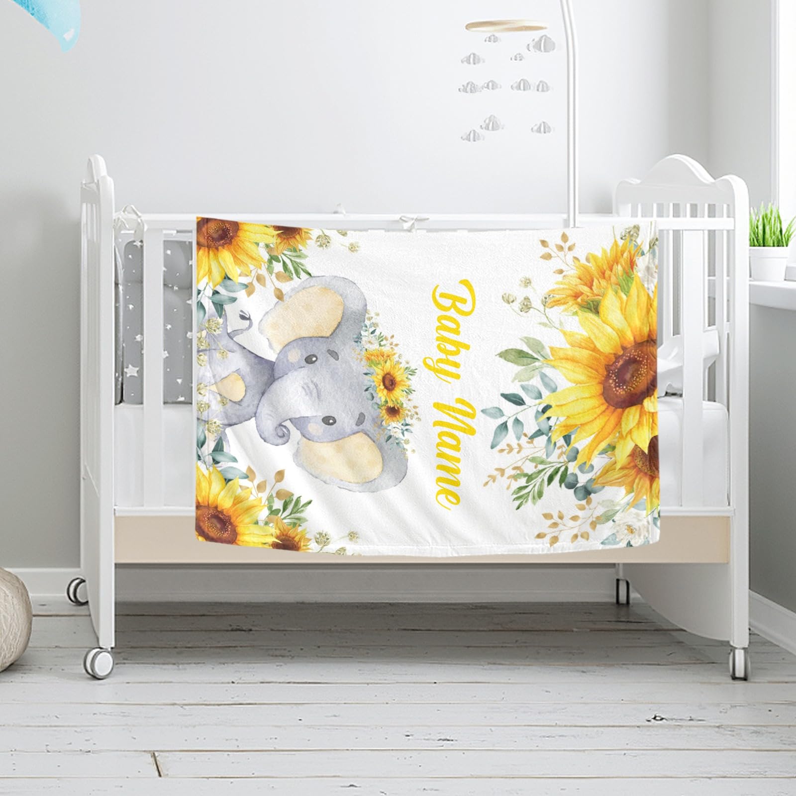 Personalized Baby Blanket with Name - Custom Elephant Design for Boys & Girls | Super Soft Newborn Blanket | Perfect Baby Shower Gift & Nursery Decor | Ideal for Cuddling, Swaddling, and Photo Props