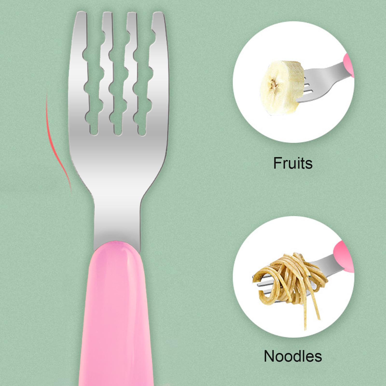 VANRA 2-Piece Toddler Fork and Spoon Set with Travel Case | 18/8 Stainless Steel Kids Utensils | BPA-Free Baby Silverware for Boys & Girls | Perfect for School Lunch Box, Travel, and Home Use (Pink)