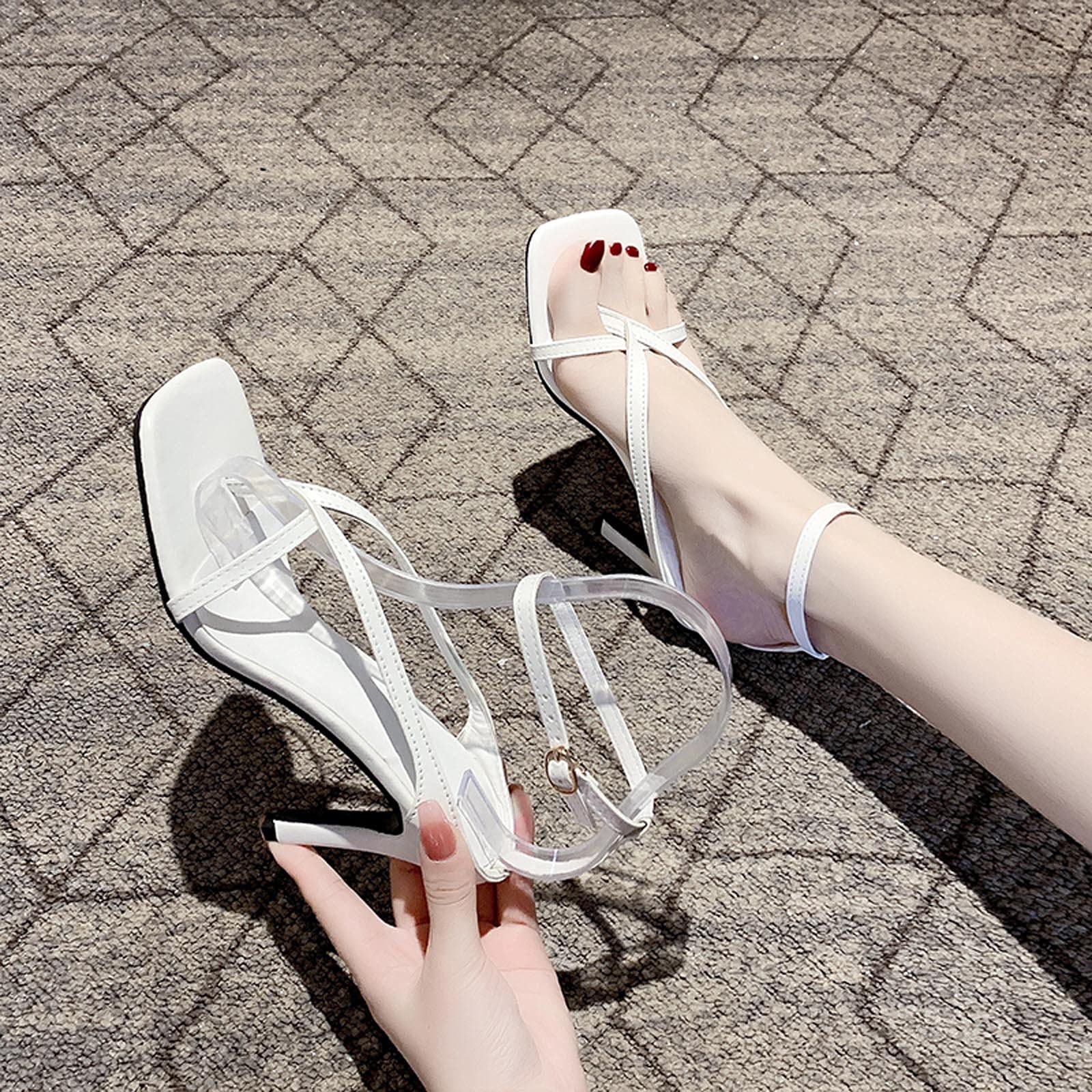Elegant Women's Dressy Sandals with Ankle Strap - Summer Beach Slide Sandals with Solid Heel, Wide Width Options - Perfect for Weddings, Vacations & Casual Outings