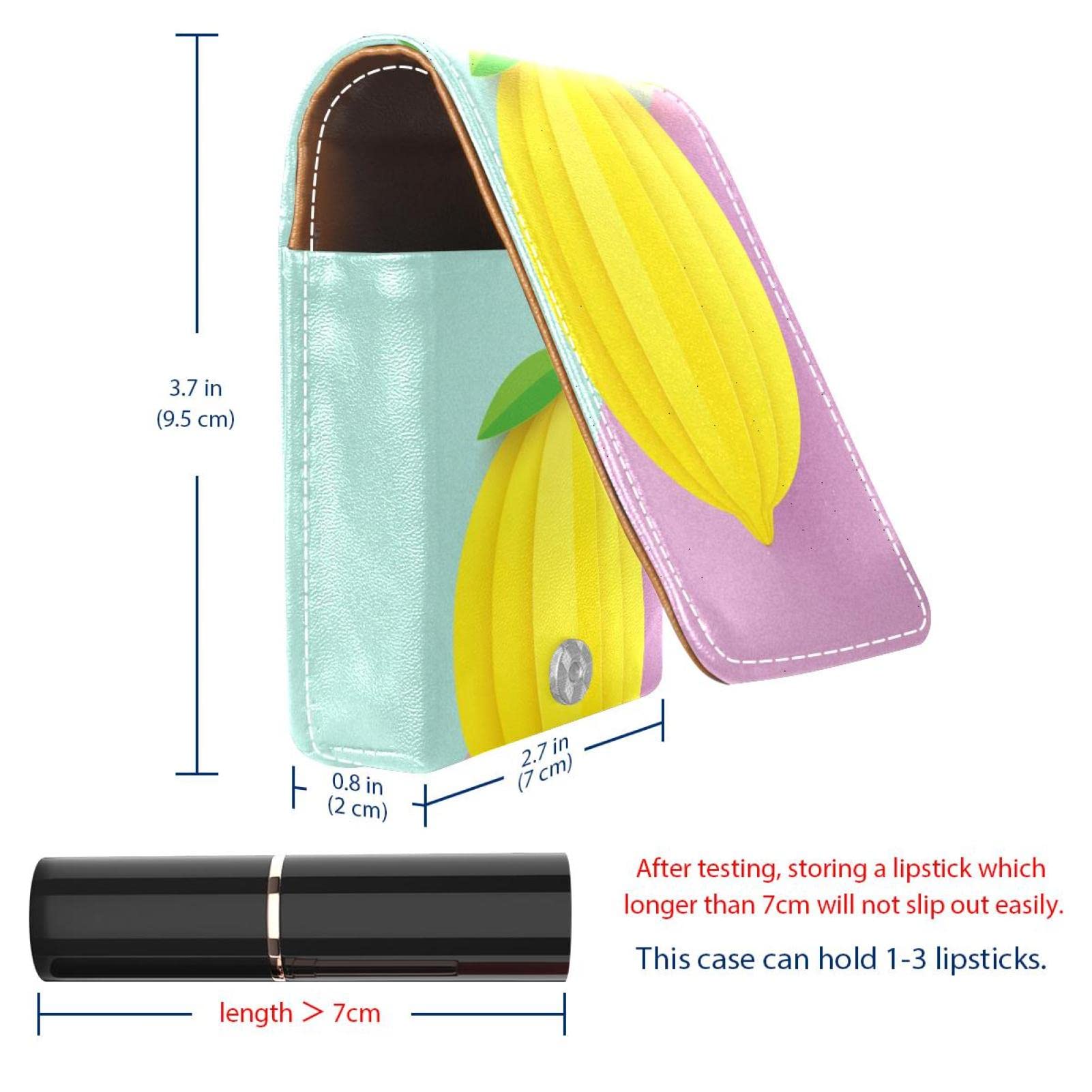 Personalized Lipstick Case - Portable Makeup Bag & Cosmetic Pouch Organizer for Lipsticks - Yellow Art Lemon Green Pink Background - Perfect for Travel, Daily Use, and Gift Giving