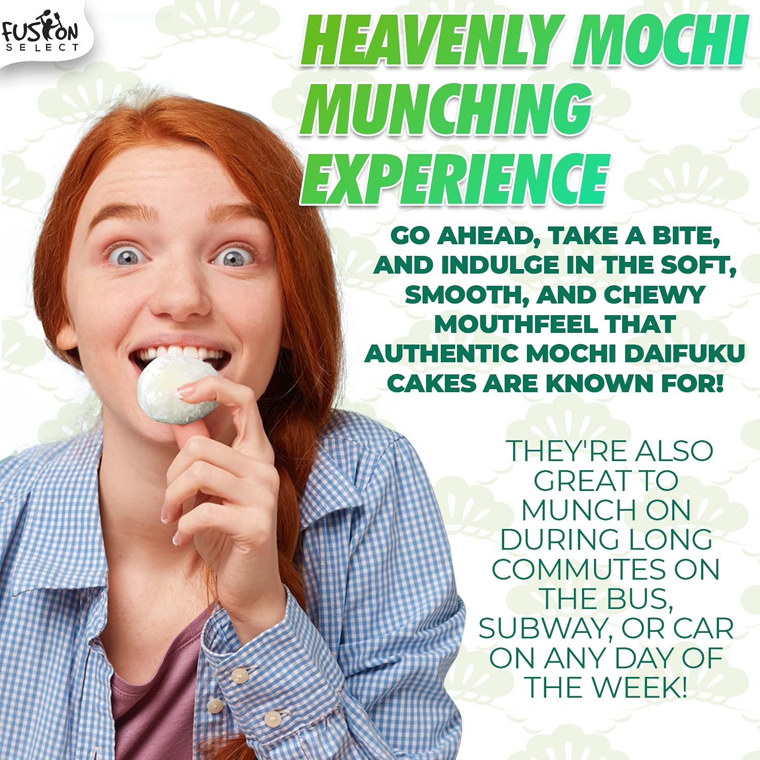 Fusion Select Mochi Daifuku Snacks - Traditional Japanese Rice Cakes with Sweet Filling - Asian Dessert for Family & Parties - Chewy Soft Texture (Taro Flavor) - Perfect for Tea Time, Gifts & Asian Cuisine Lovers