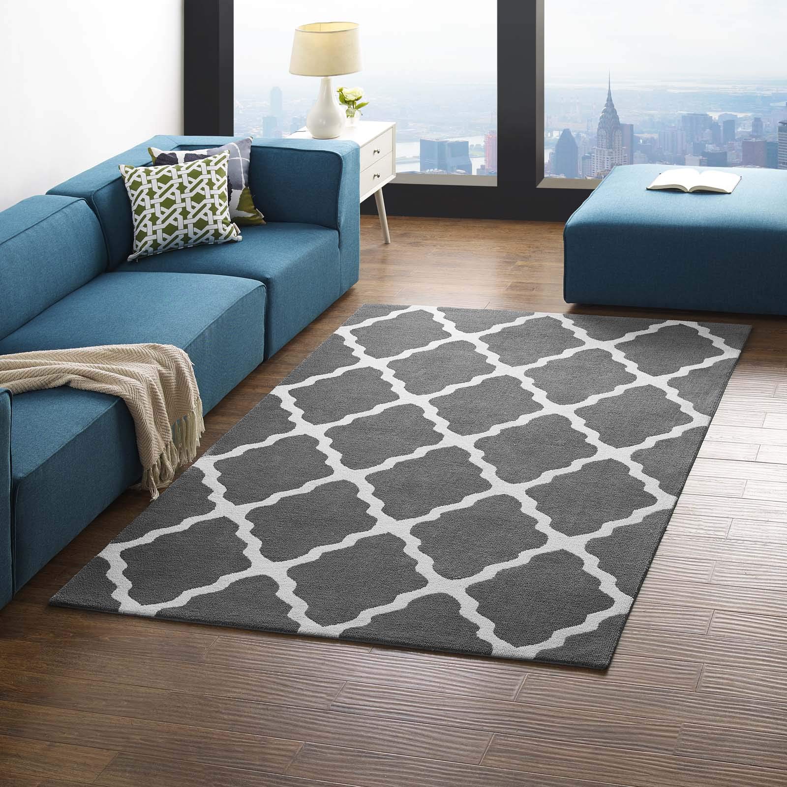 Modern Contemporary Urban Living Room Rug - Soft Fabric Area Carpet in Multi-Gray Shades | Perfect for Lounge, Bedroom & Office Decor