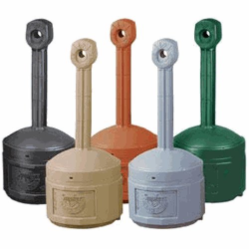 Justrite Smokers' Cease-Fire Cigarette Butt Receptacle - Pewter Gray Fire-Safe Can for Outdoor Patio, Garage & Workplace Safety (1 Unit)