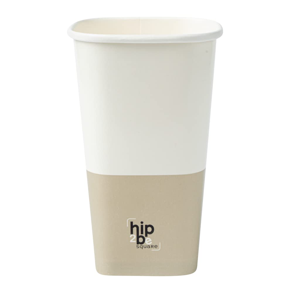 Restaurantware Hip 2 Be Square 16oz Paper Coffee Cups - Leakproof, Reusable, Double PE Lined for Hot & Cold Drinks (Lids Sold Separately) - Perfect for Coffee Shops, Offices, and Catering Events