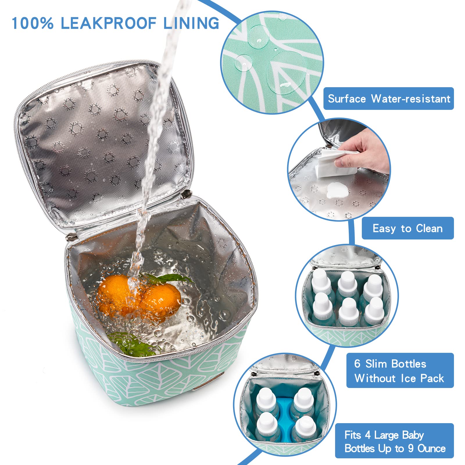 Insulated Breast Milk Cooler Bag with Ice Pack - Holds 4 Baby Bottles (Up to 9oz) - Perfect for Nursing Moms, Daycare & Travel - Green | Keep Breast Milk Fresh On-The-Go