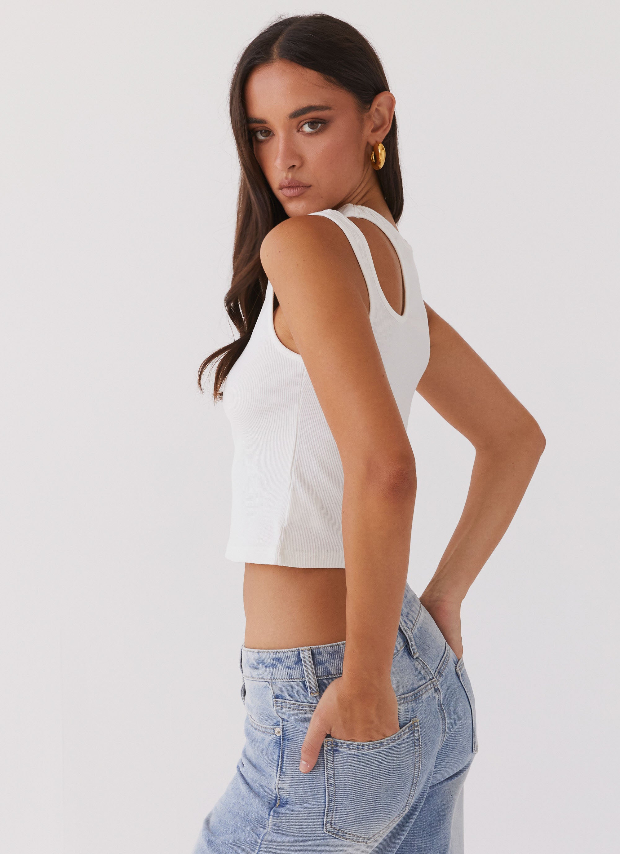 Isla Cut Out Tank Top for Women - Stylish White Summer Sleeveless Shirt | Perfect for Beach, Vacation & Casual Outfits
