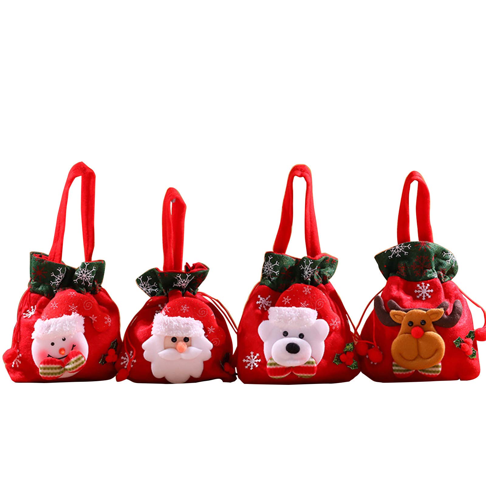 4-Piece Christmas Candy Gift Bags Set - Santa Themed Holiday Decorations for Home, Party Favors & Stocking Stuffers - Perfect for Gifting, Wrapping Presents & Festive Celebrations