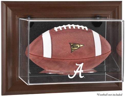 Alabama Crimson Tide Brown Framed Football Display Case - Wall Mountable College Football Memorabilia Case (Case Only) - Perfect for Dorm Room, Man Cave or Sports Fan Gift