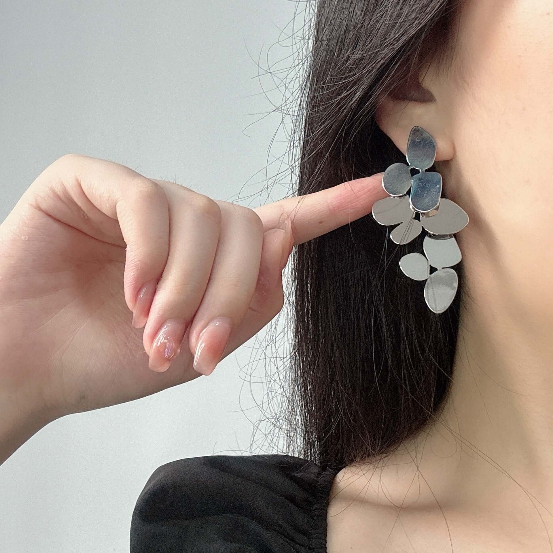 Elegant Large Cascading Metallic Abstract Drop Earrings for Women | Fashion Statement Jewelry for Parties, Weddings & Special Occasions | T44