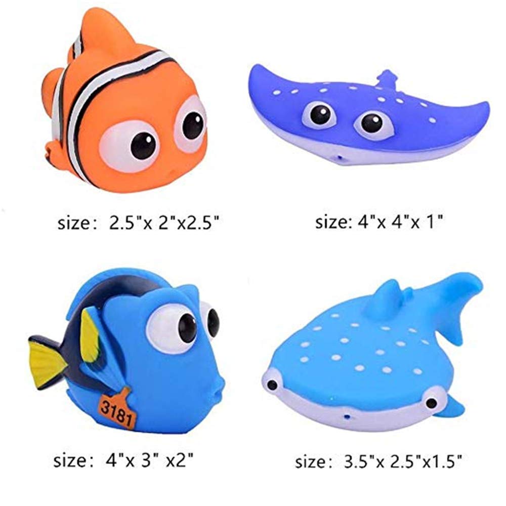 **4pcs Shark Bath Squirt Toys for Kids - Fun Baby Bathtub & Swimming Pool Water Toys - Perfect for Toddlers, Infants - Great Birthday Gift & Summer Beach, Pool Activity**    *(Use for bathtime fun, pool parties, beach outings, and outdoor water play!)*