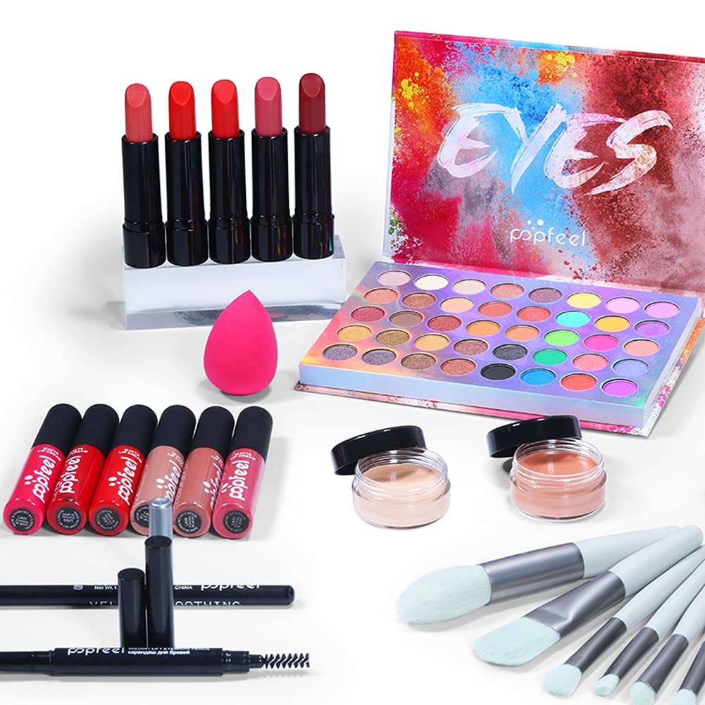 All-in-One Makeup Gift Set for Women - 29 Piece Cosmetic Kit with Lipstick, Eyeshadow, Eyebrow Pencil & Makeup Tools | Perfect for Travel, Birthday Gifts & Everyday Beauty Routine
