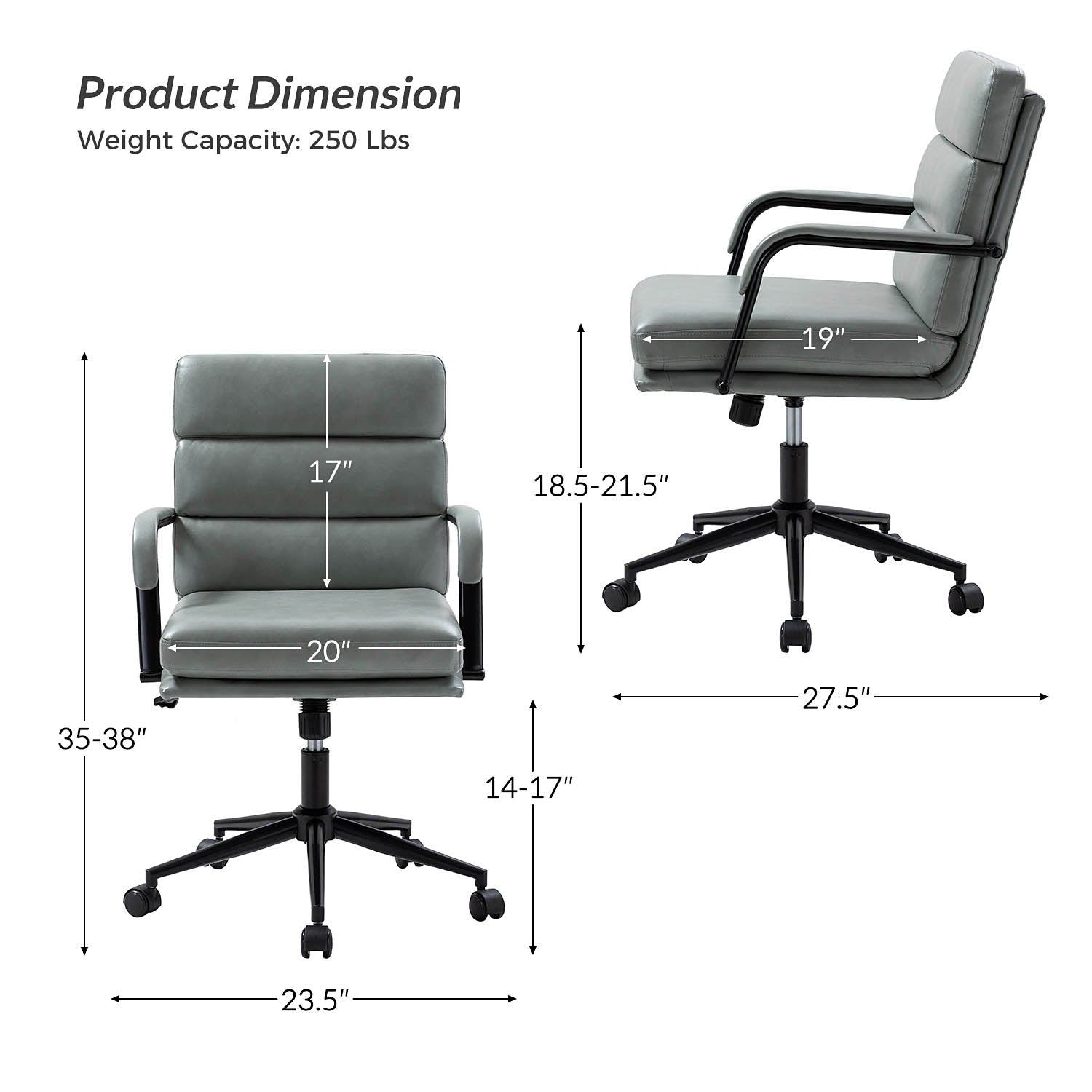 Johannes Task Office Chair - Ergonomic Adjustable Desk Chair with Lumbar Support for Home & Office Workspace - Perfect for Long Hours of Sitting, Gaming, and Remote Work