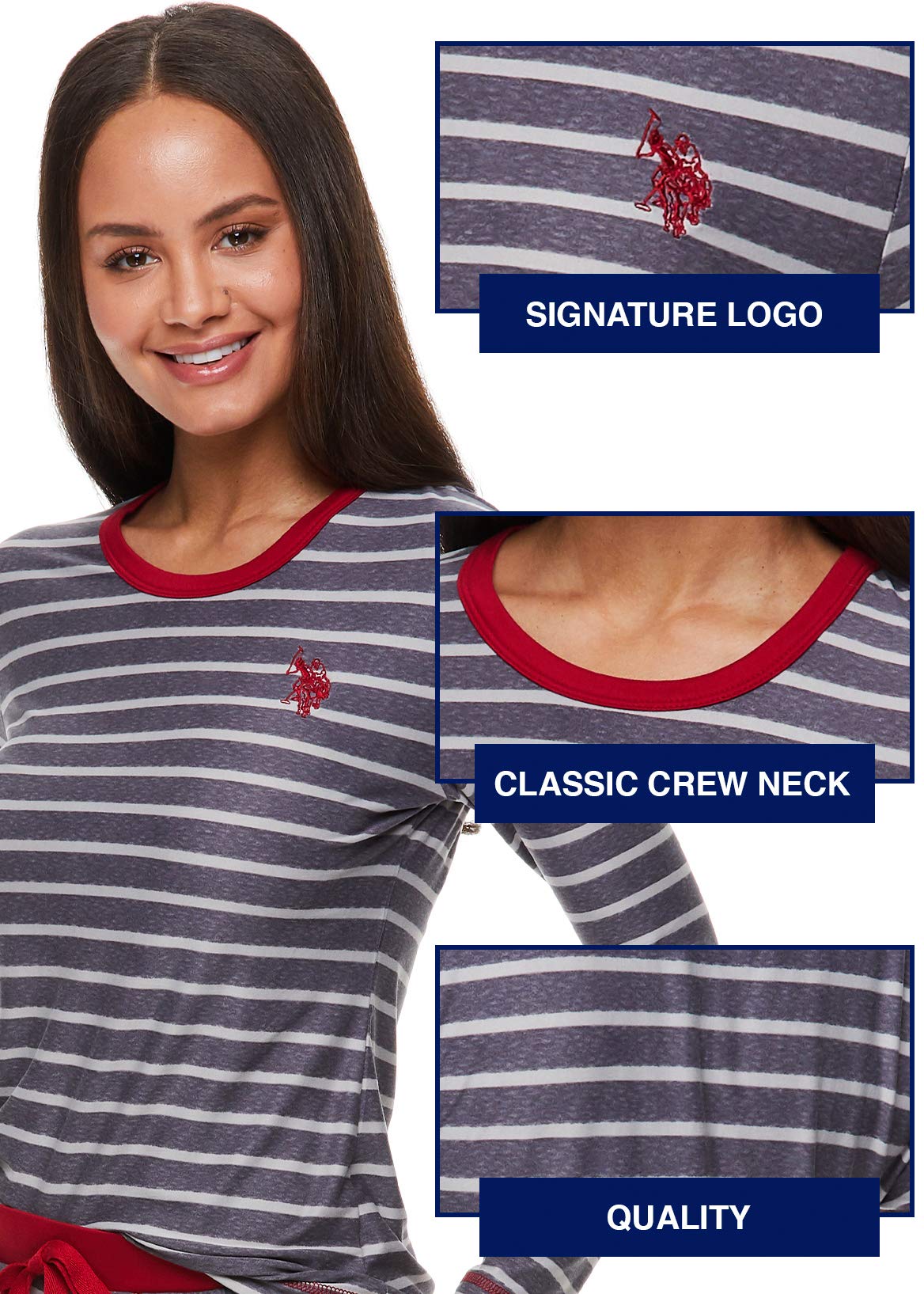 U.S. Polo Assn. Women's 2-Piece Pajama Set - Soft Cotton Sleepwear for Women - Perfect for Lounging, Sleepovers & Cozy Nights at Home