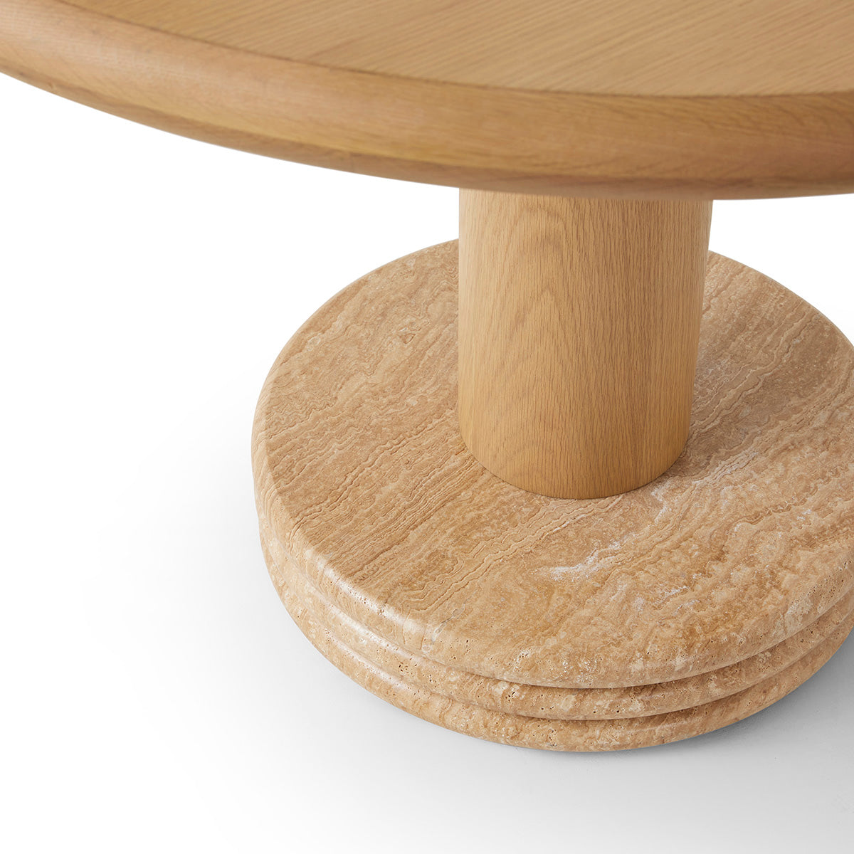 Oak & Travertine Bistro Dining Table - 41.3