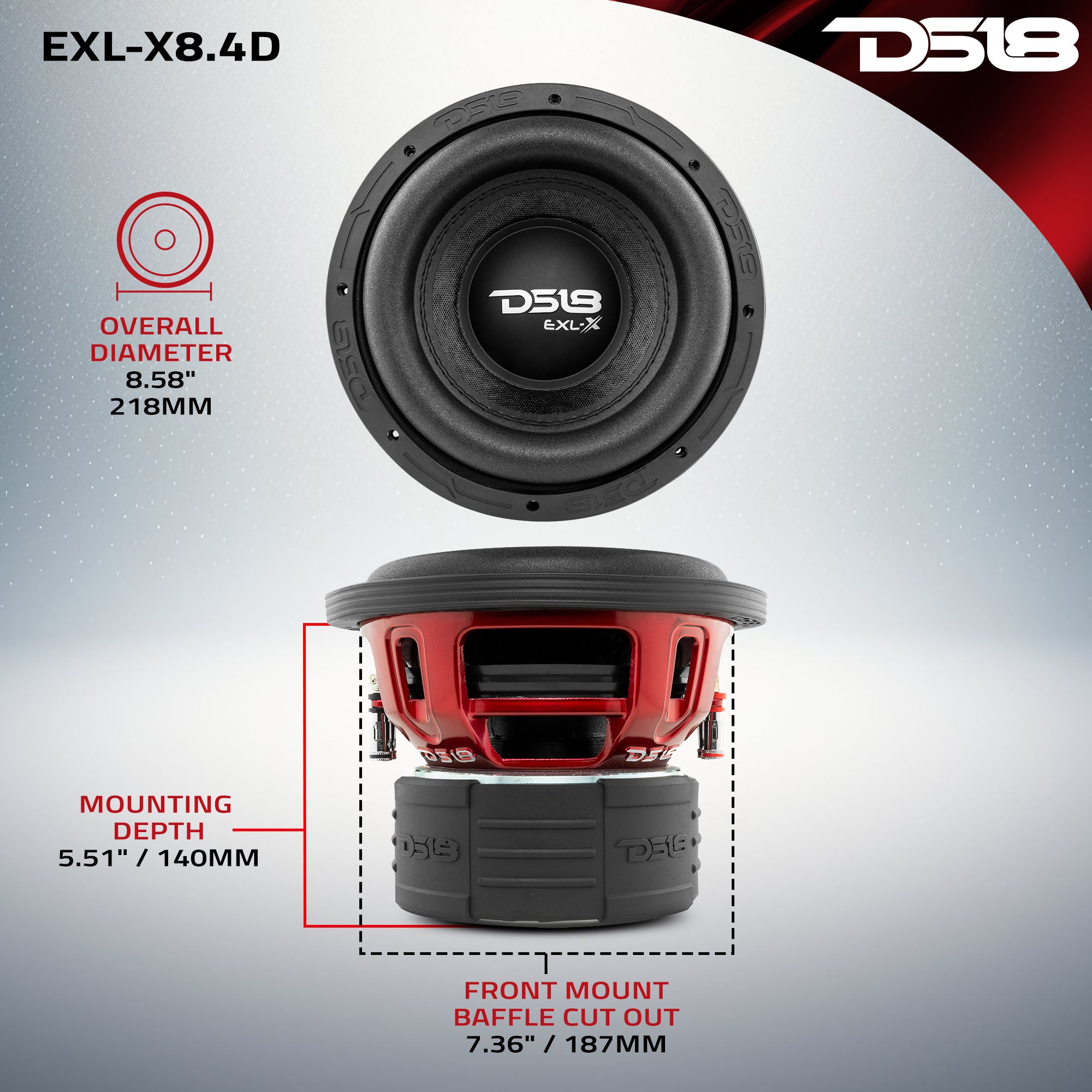 EXL X 8 Inch 600 Watts RMS DVC 4 Ohm Car Subwoofer - Powerful Bass for Car Audio Systems & Home Theater