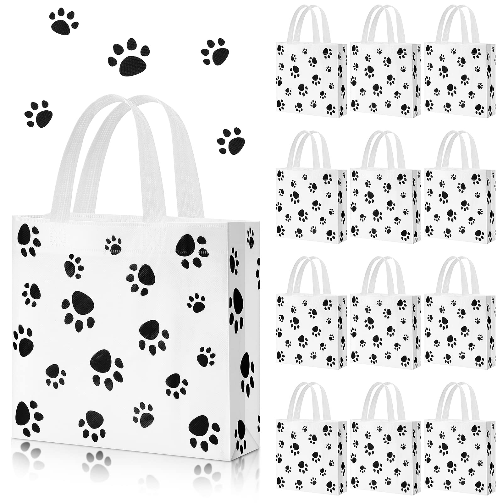 Frienda 20-Piece Dog Paw Print Gift Bags - Reusable Non-Woven Party Favor Bags for Dog & Cat Birthday Parties, Baby Showers | Perfect for Pet-Themed Events & Party Supplies