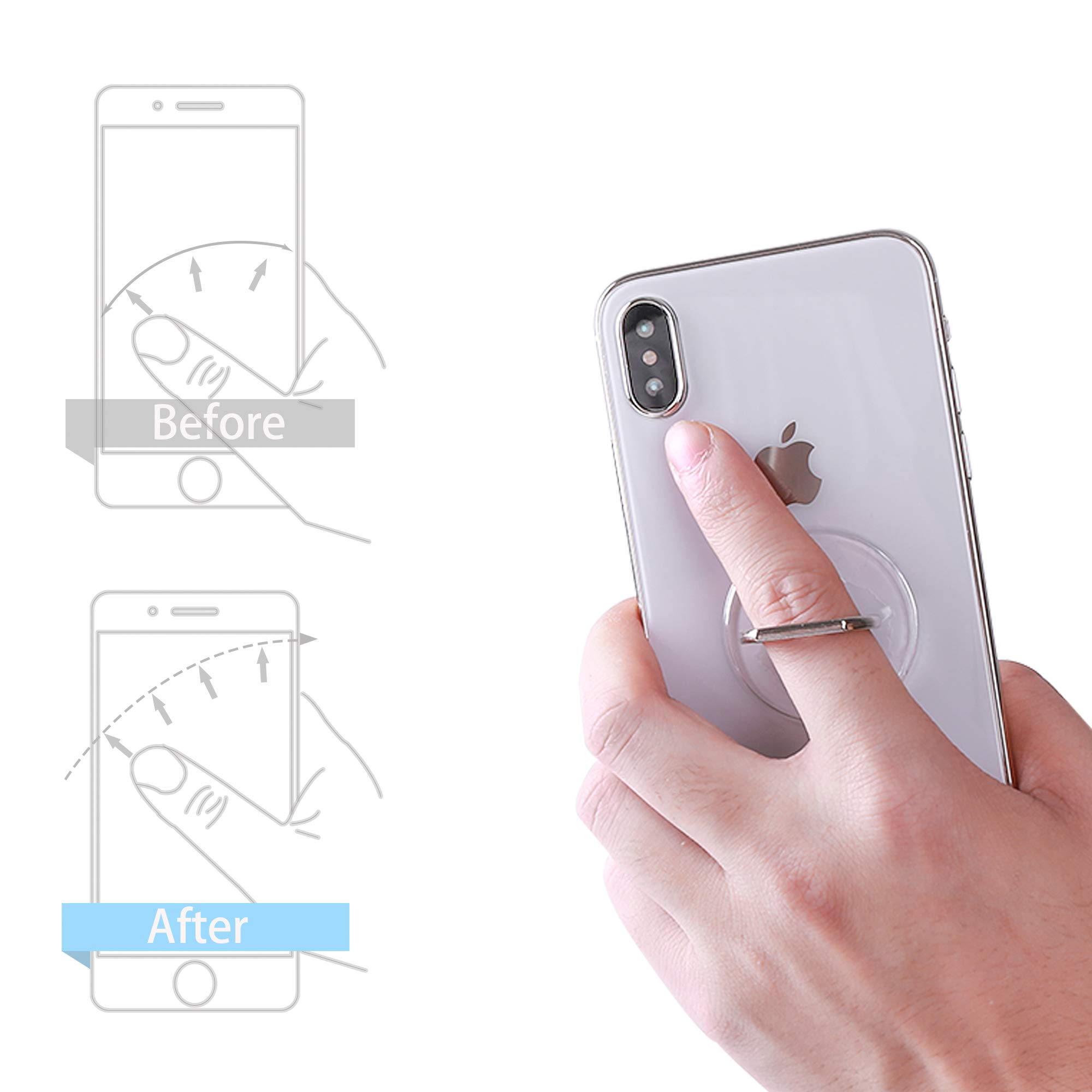 Transparent Phone Ring Holder Stand - Finger Grip Loop for Cell Phones - Perfect for Hands-Free Viewing, Selfies & Secure Grip (for iPhone, Samsung & All Smartphones)