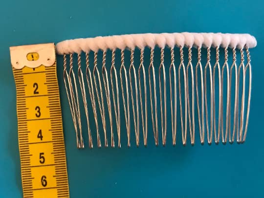 22 Teeth Extra Long Metal Comb with Tulle Wrap - 8.5cm x 4.8cm White Bridal Hair Accessory for Securing Wedding Veils, Updos & Formal Hairstyles - Perfect for Brides, Prom & Special Occasions