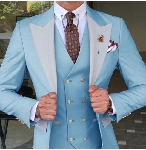 Classic Silver Lapel Beige Groom Tuxedo Suit with Gold Buttons - Men's Wedding Blazer for Groomsmen & Formal Occasions (CB2334) | Perfect for Weddings, Proms & Black Tie Events