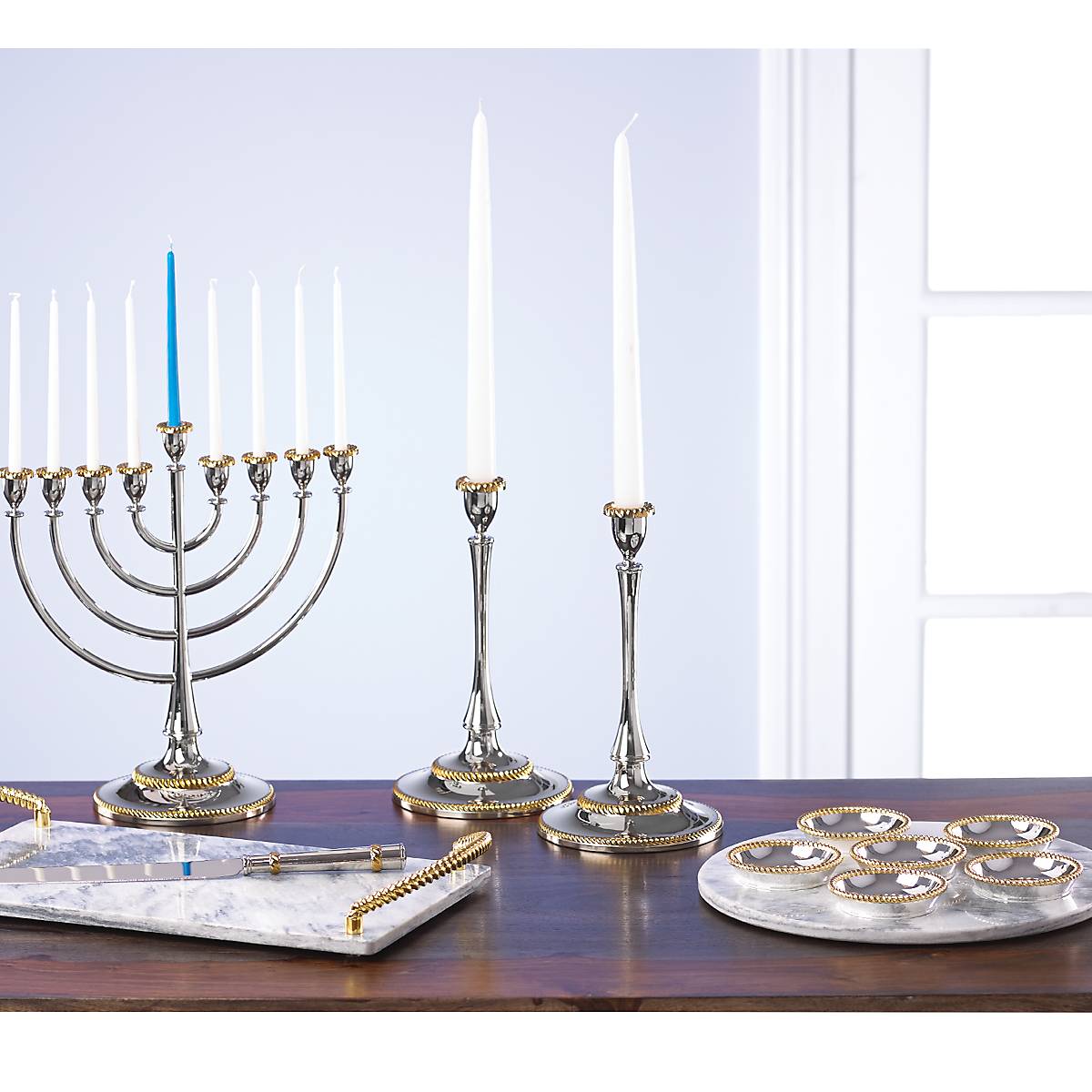 Roseland Seder Plates With Marble Slate - Elegant Passover Dinnerware Set for Jewish Holiday Celebrations & Family Gatherings