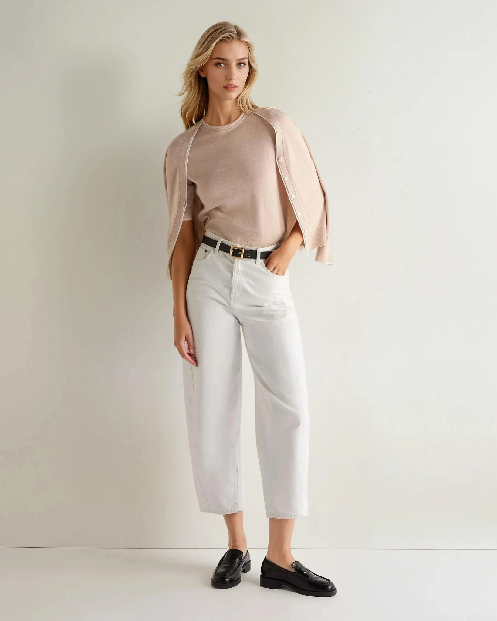 Soft & Cozy Women's Cotton Cashmere Blend T-Shirt in Sandstone Brown - Perfect for Casual Wear & Layering