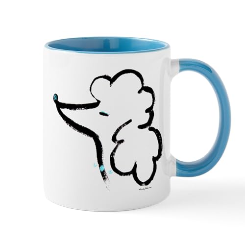 White/Blue Inside - Poodle Portrait Mugs
