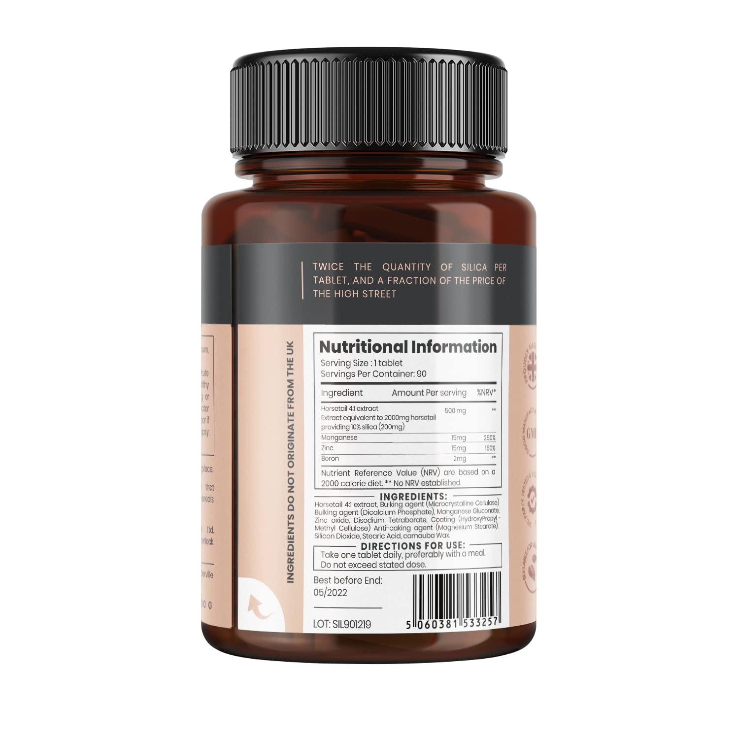 Double Strength Silica Complex Supplement – 12 Month Supply (2000mg Horsetail Extract x 360 Tablets – 4 Bottles of 90) | Supports Hair, Skin & Nail Health | Ideal for Daily Wellness Routine & Beauty Regimen