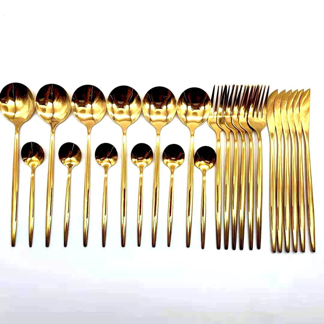 24-Piece Stainless Steel Silverware Flatware Set - Rose Gold Cutlery Set with Forks, Spoons & Knives for Western Dining, Dishwasher Safe Dinnerware - Perfect for Restaurants, Weddings & Home Entertaining