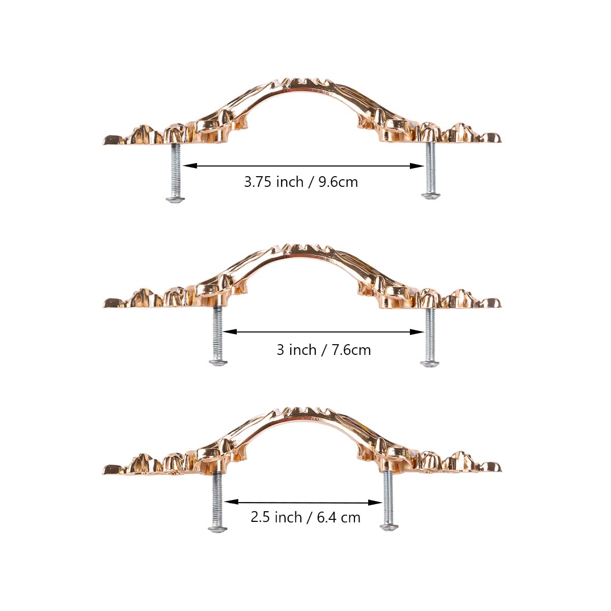 5-Pack Antique Rose Gold Dresser Handles - Vintage Farmhouse Cabinet Pulls & Knobs for Kitchen, Dresser, Drawers - 2.5