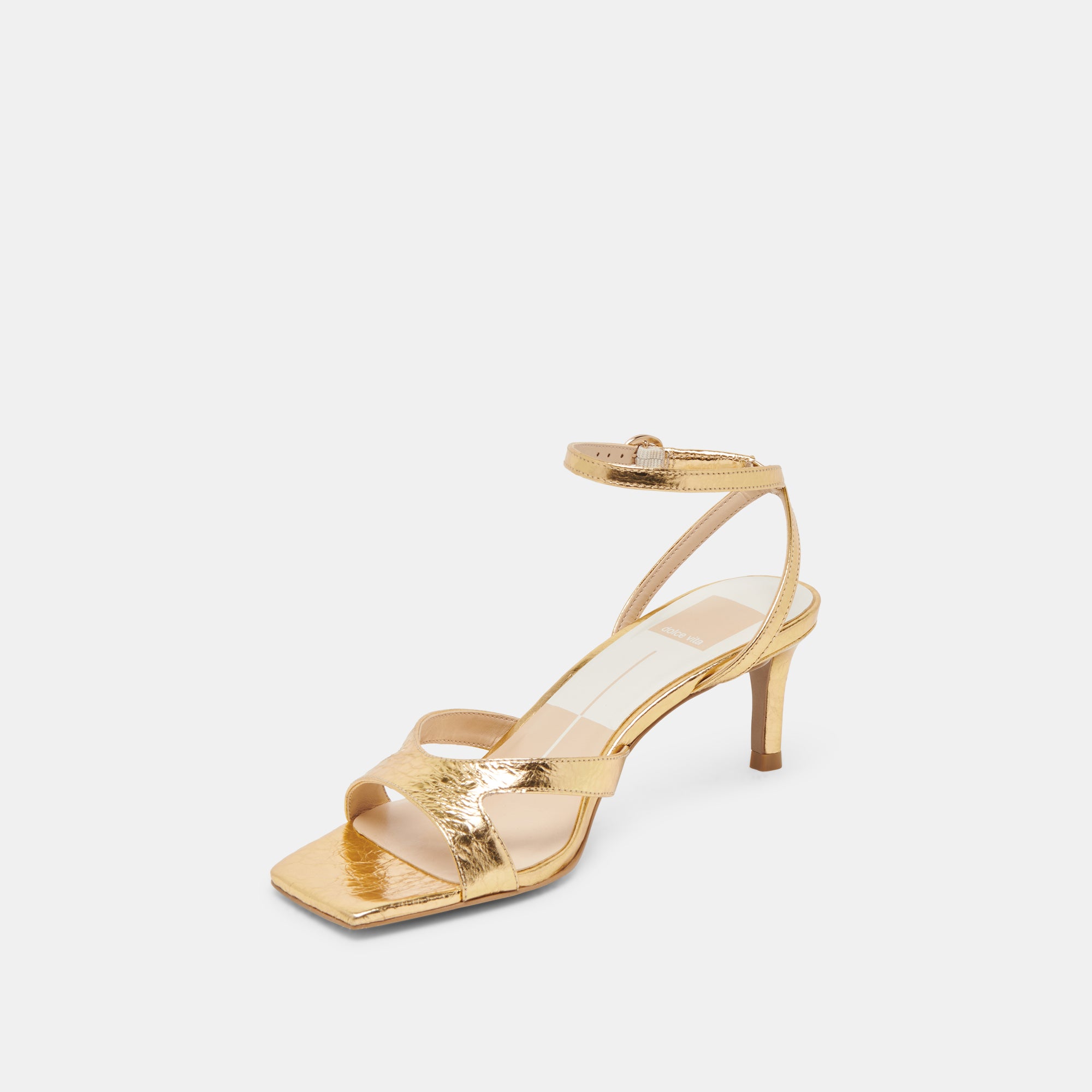 BECKI Women's Gold Distressed Leather Heels - Stylish High Heel Pumps for Party, Wedding & Evening Events