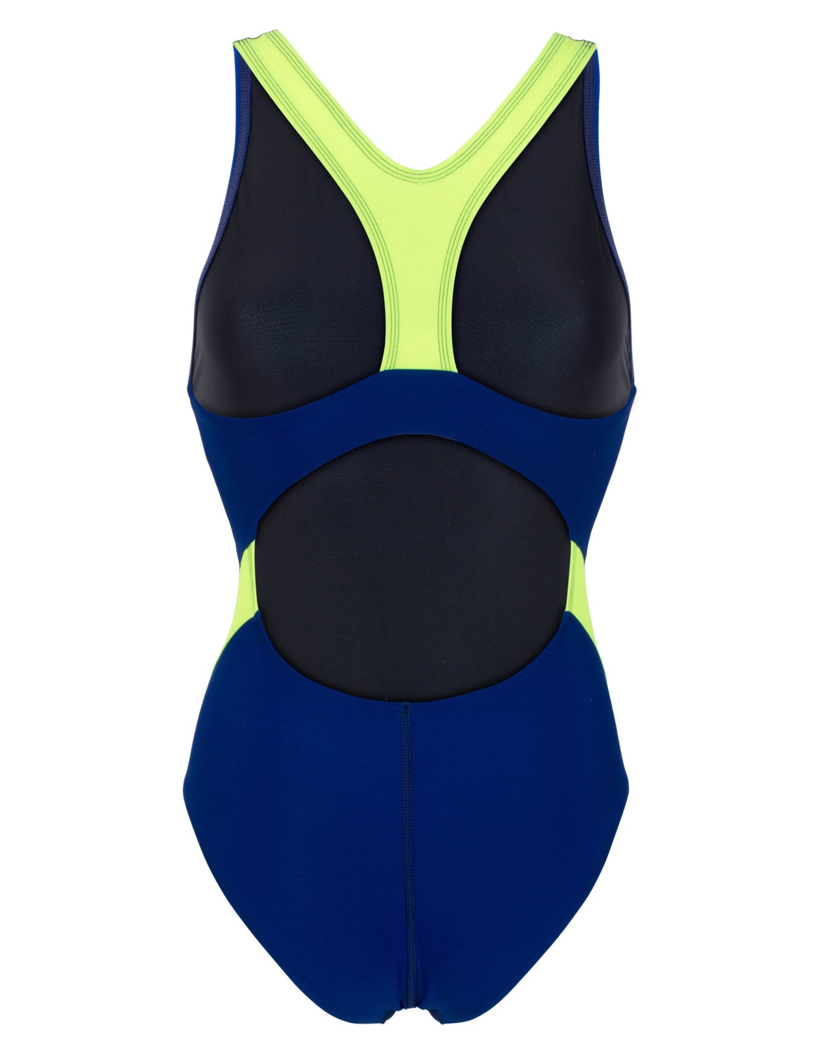 Women's Sporty Racerback Swimsuit - Navy & Neon Green Two-Tone Athletic Swimwear for Pool, Beach & Water Sports | Quick-Dry Comfort Fit