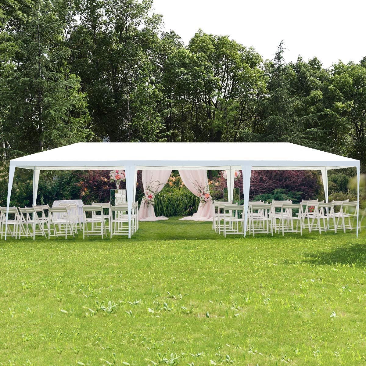 Tangkula 10x30 Ft Heavy Duty Canopy Tent with 5 Removable Sidewalls - Waterproof Outdoor Party Tent with Wind Ropes & Ground Stakes - Perfect for Weddings, Backyard Events, Camping and Outdoor Gatherings