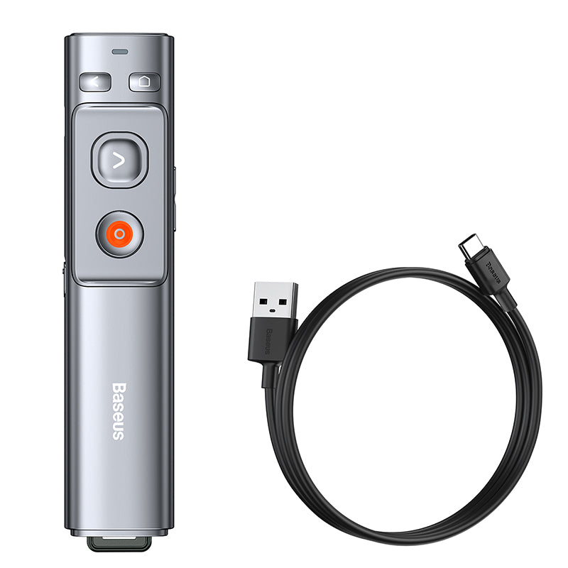 Baseus Wireless Presenter with Red Laser Pointer & Rechargeable Battery - Perfect for Business Meetings, Classroom Teaching & Remote Presentations