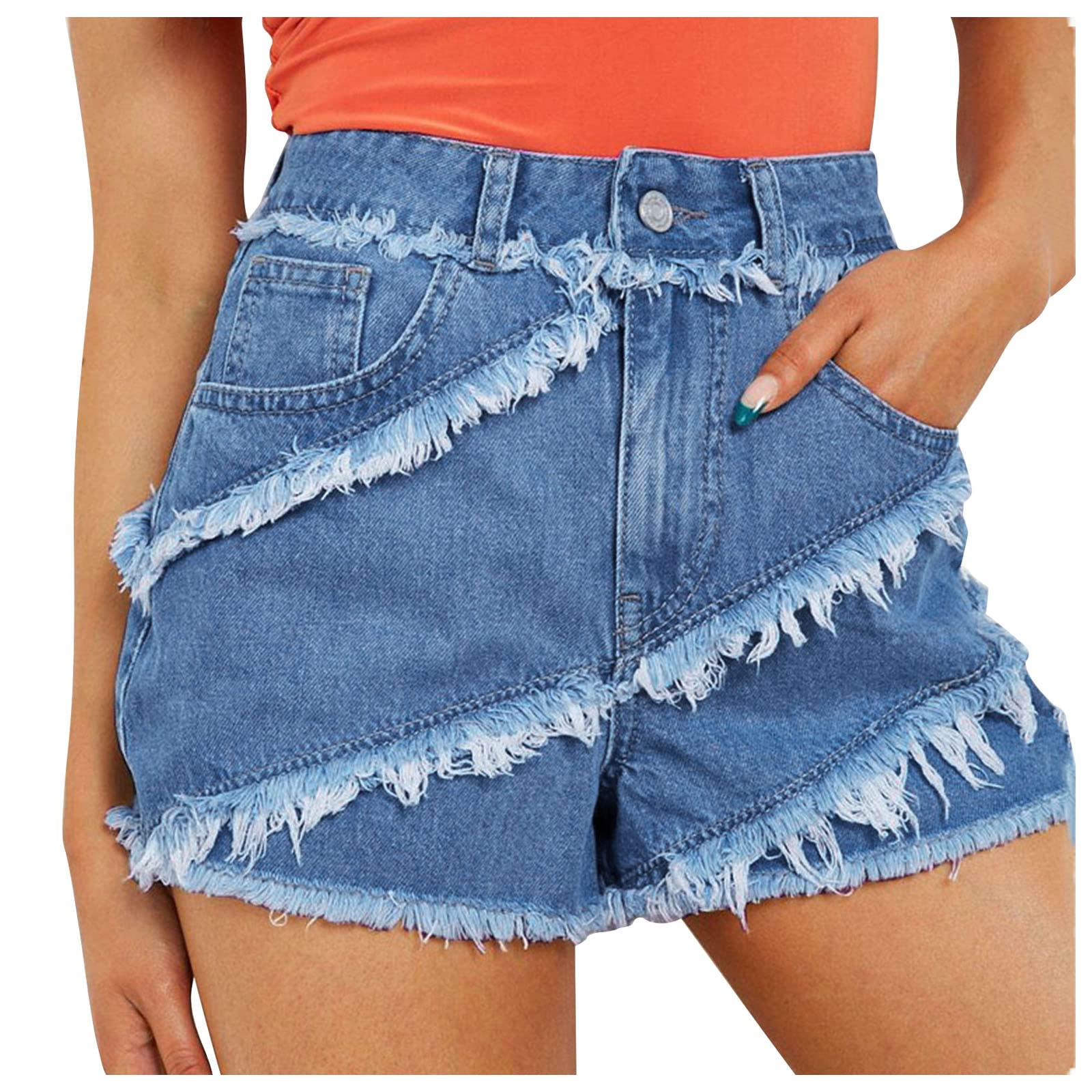 Stylish Fringed Denim Shorts for Women & Teen Girls - High Waisted Baggy Jean Shorts with Pockets | Perfect for Streetwear, Summer Outfits & Casual Dressy Looks