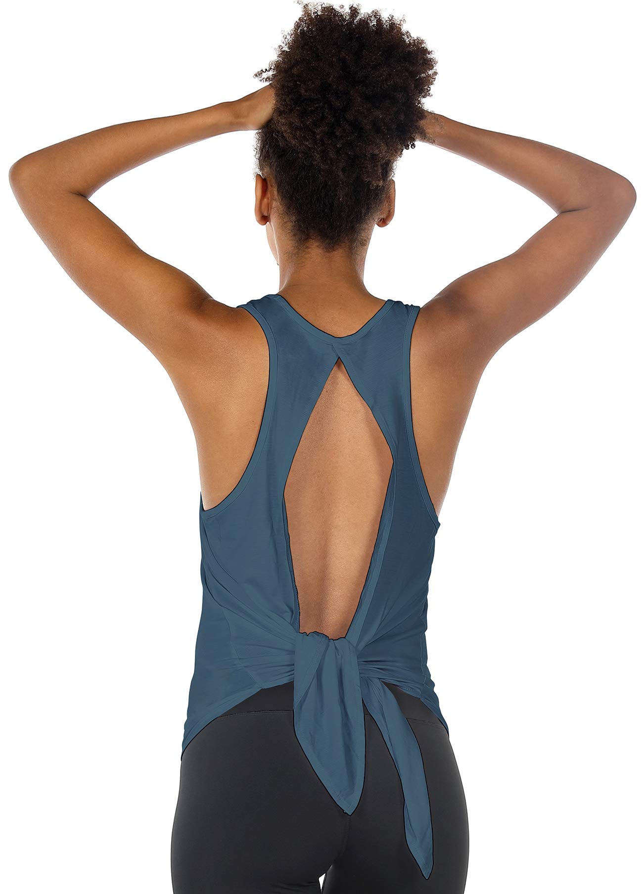 Icyzone Women's Tie Back Yoga Tops - Lightweight Workout Athletic Tank Tops, Breathable Gym Shirts for Yoga, Pilates & Fitness Training