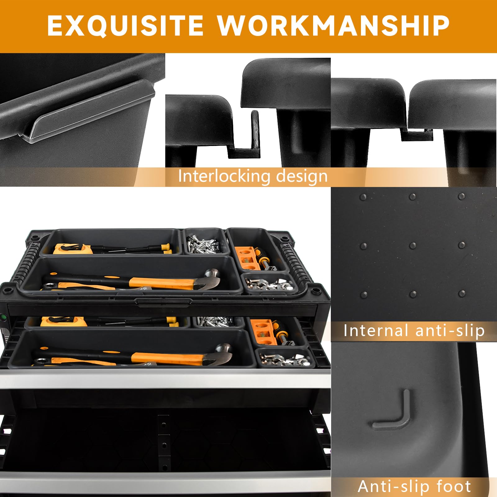 60-Piece Premium Tool Box Organizer Tray Set - Heavy Duty Drawer Organizers for Rolling Tool Chests & Workbenches - Perfect for Garage, Workshop & DIY Tool Storage Organization