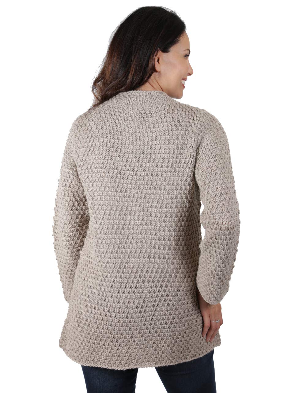 Hand Knit Baby Alpaca Swing Cardigan - Soft & Warm All-Season Sweater for Women (Large, Oatmeal) | Perfect for Casual Outings, Office Wear & Cozy Evenings