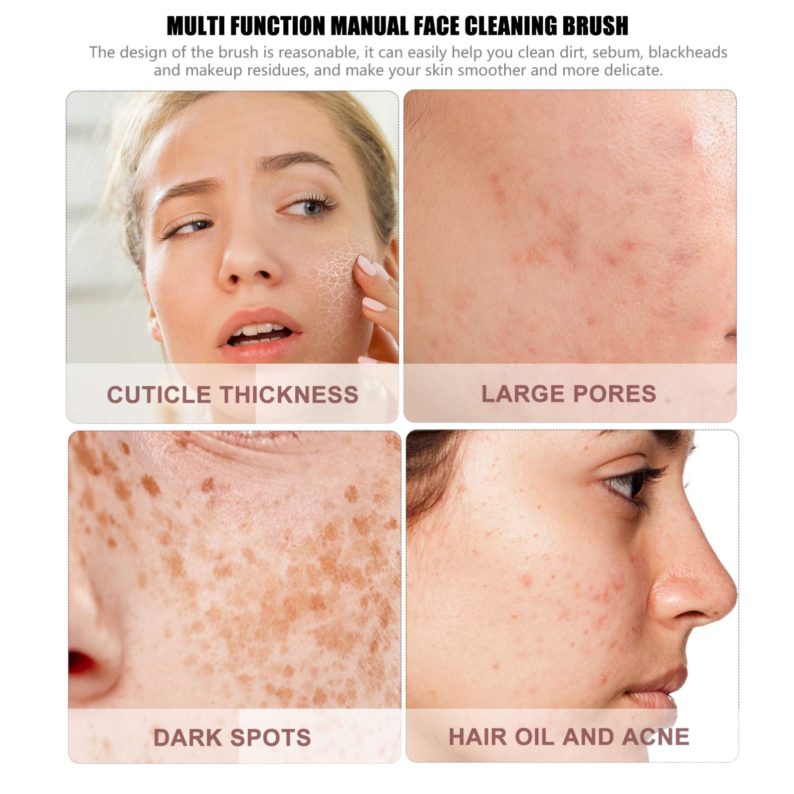 DOITOOL 3-Pack Manual Face Cleansing Brush Set - Exfoliating & Makeup Removal Scrubber for Deep Cleaning, Blackheads & Dead Skin - Gentle PP Material (White) - Perfect for Daily Skincare & Travel