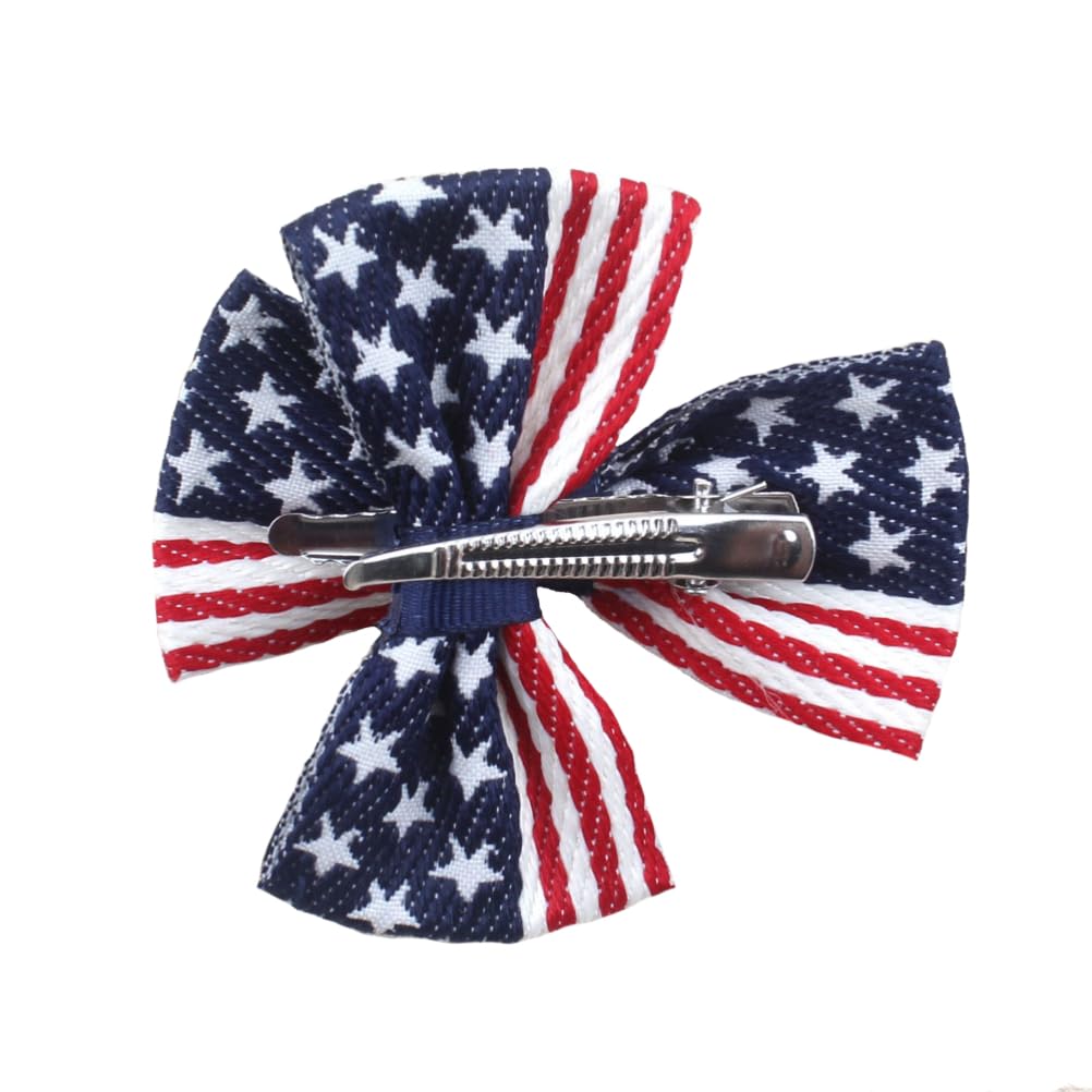 2 Pack Patriotic American Flag Hair Bows for Girls - Red White Blue Hair Clips & Hairgrips - Perfect for 4th of July, Independence Day, Memorial Day & School Spirit Events