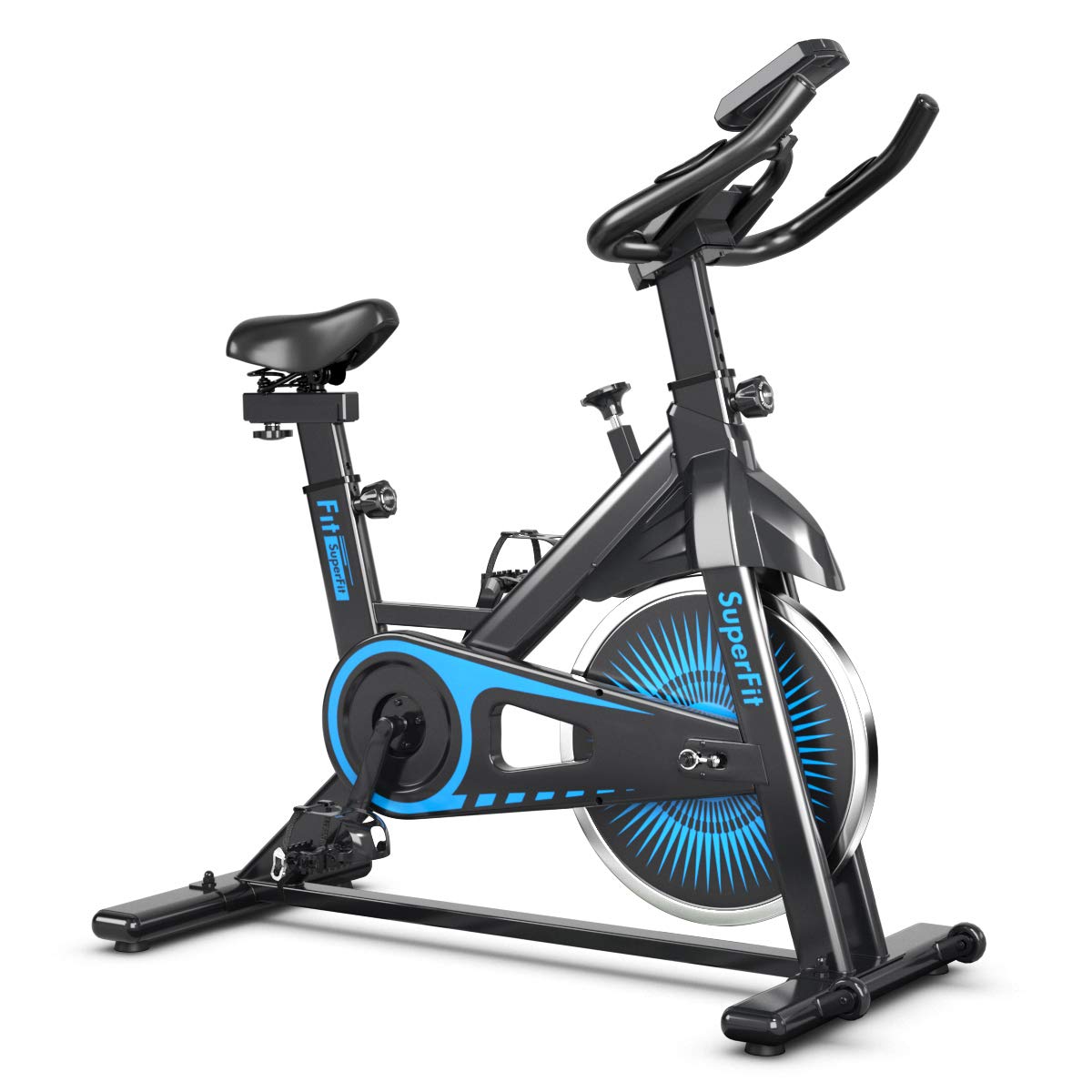 Goplus Indoor Cycling Bike - Silent Belt Drive Exercise Bike with Steel Flywheel, Adjustable Seat & Handlebar, LCD & Heart Rate Monitor - Perfect for Home Gym, Cardio Workout & Weight Loss Training