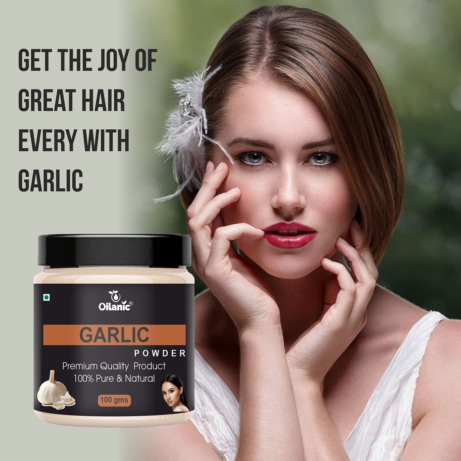 Oilanic 100% Pure Natural Garlic Powder for Skin & Hair Care - 3.5oz (100g) | Organic Garlic Supplement for Healthy Skin, Hair Growth & Cooking Recipes