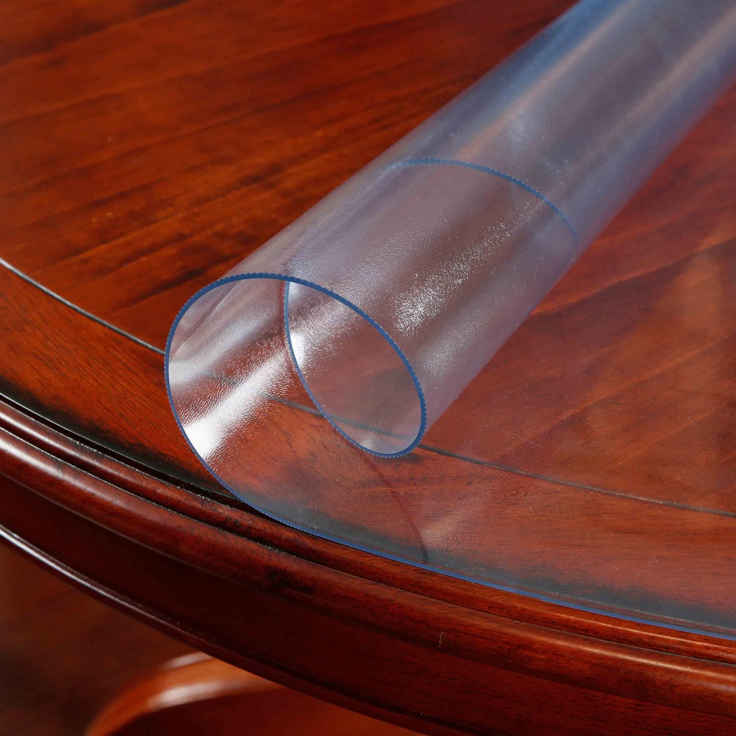 NECAUX 32 Inch Round Frosted Table Cover Protector - 2mm Thick Premium Plastic Tablecloth, Waterproof Scratch Resistant & Unshrinkable - Perfect for Coffee Tables, Dining Tables, and Outdoor Patio Use