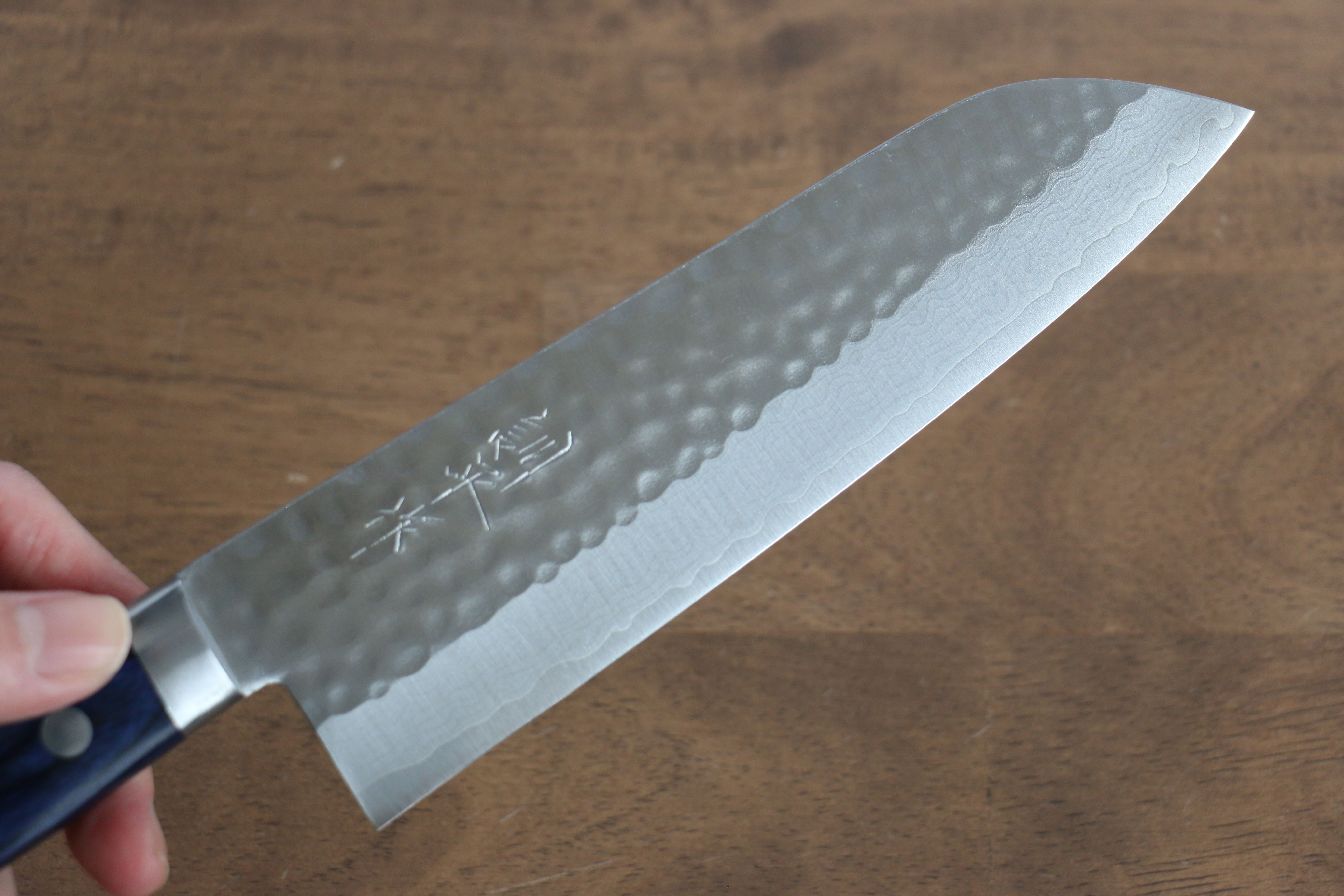 Premium Kunihira Kokuryu VG10 Hammered Santoku Knife 7