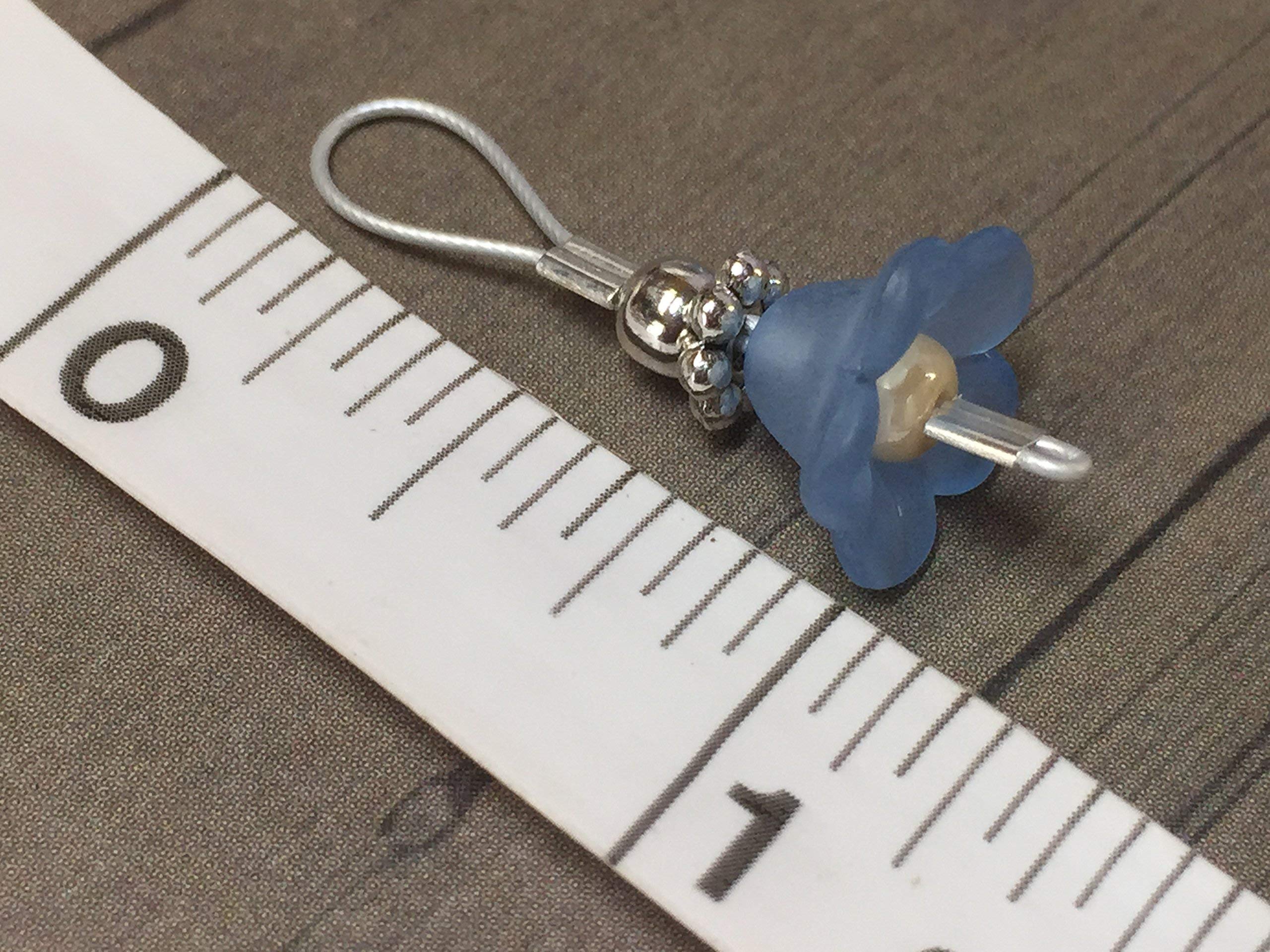 Blue Flower Wire Loop Knitting Stitch Markers - Essential Knitting Tools for Crochet & Handmade Projects | Perfect for Yarn Crafts, DIY Knitters & Crocheters