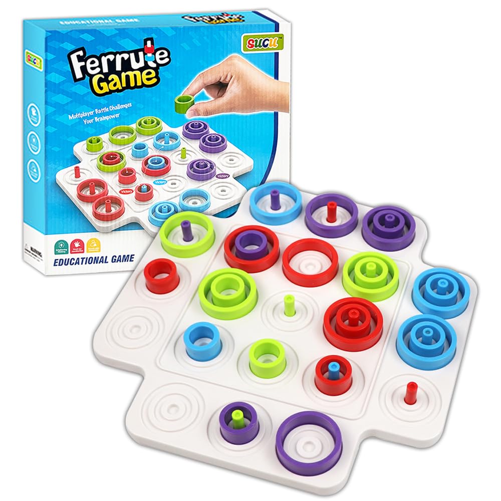 Tic Tac Toe Strategy Board Game for Kids & Adults - 4 Color Pieces | Fun Family Puzzle Game for Ages 6+ | Indoor & Outdoor Play | Perfect for Birthday Parties, Travel, Game Nights & Social Gatherings | Great for Learning & Bonding Activities