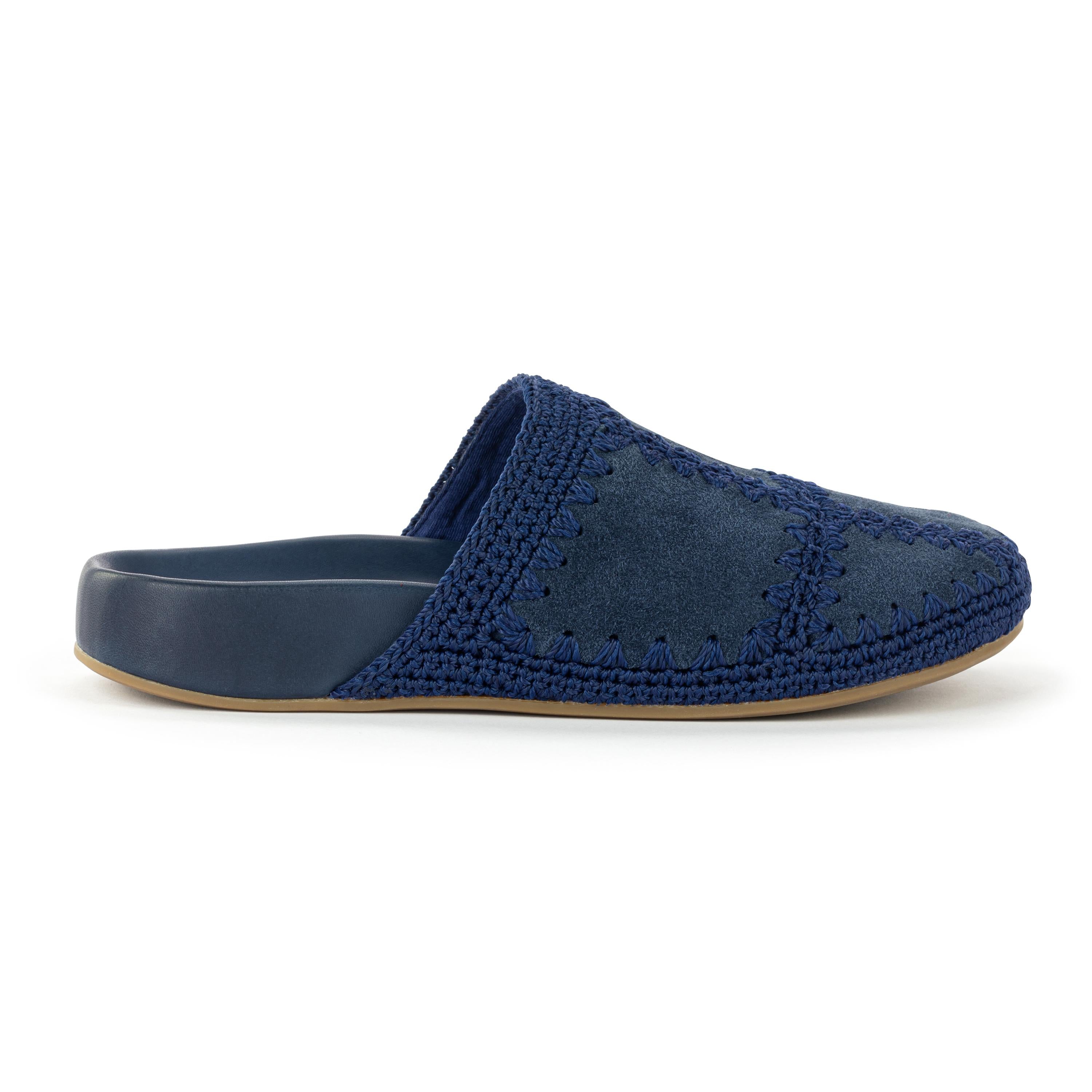 Bolinas Clog - Genuine Leather Shoes with Indigo Suede Patch - Comfortable & Stylish for Casual Wear, Beach, and Outdoor Activities